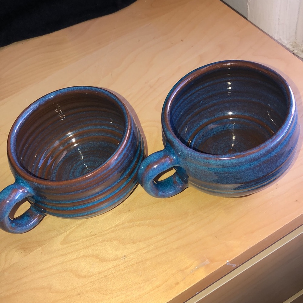 Pottery Mugs blue stoneware